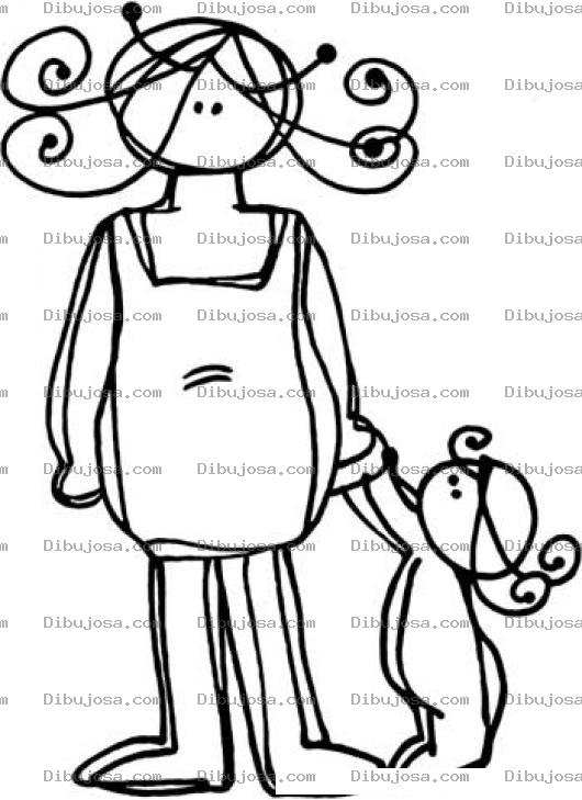 Dibujo para colorear Madre E Hija Para Pintar Y Colorear