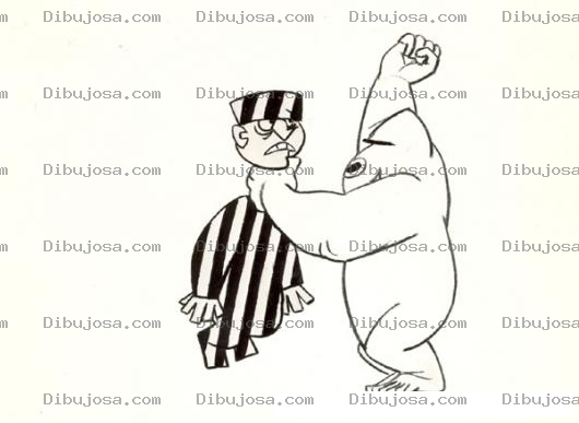 Dibujo para colorear Dibujo De Gorila Golpeando A Un Preso Para Pintar Y Colorear