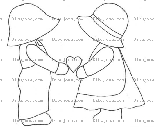 Dibujo para colorear Ninos Enamorados Para Pintar Y Colorear Online