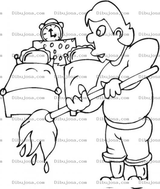 Dibujo para colorear Dibujo De Hombre Trapeando Para Colorear Marido Haciendo La Limpieza Del Cuarto