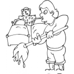 Dibujo para colorear Dibujo De Hombre Trapeando Para Colorear Marido Haciendo La Limpieza Del Cuarto