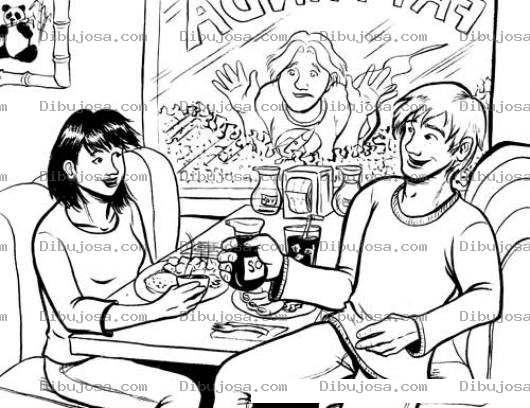 Dibujo para colorear Exnovio Celoso Y Hostigador Para Pintar Y Colorear