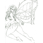Dibujo para colorear Mujer Con Alas De Mariposa Para Pintar Y Colorear