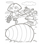 Dibujo para colorear Dora Exploradora Con Huevo De Pascua Giagante Para Colorear