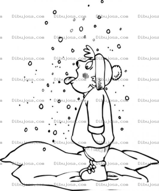 Dibujo para colorear Nino Comiendo Nieve Para Colorear