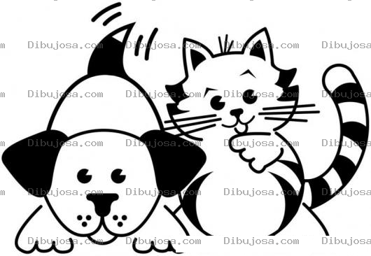 Dibujo para colorear Colorear Perro Y Gato De Amigos