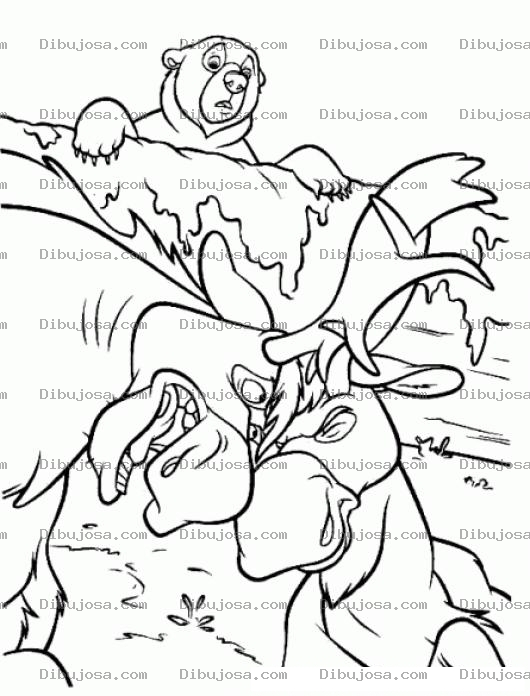 Dibujo para colorear Dibujo De Alces Peleando Ante La Mirada De Un Osito Para Pintar Y Colorear