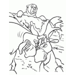 Dibujo para colorear Dibujo De Alces Peleando Ante La Mirada De Un Osito Para Pintar Y Colorear