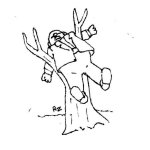 Dibujo para colorear Dibujo De Un Hombre Trabado En Un Palo Para Colorear Hombre Recostado En Las Ramas De Un Arbol