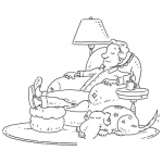 Dibujo para colorear Dibujo De Papa Descansando En Su Sofa Con Taza De Cafe Para Pintar Y Colorear