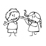 Dibujo para colorear Dibujo De Ninos Tocando Flauta Para Colorear