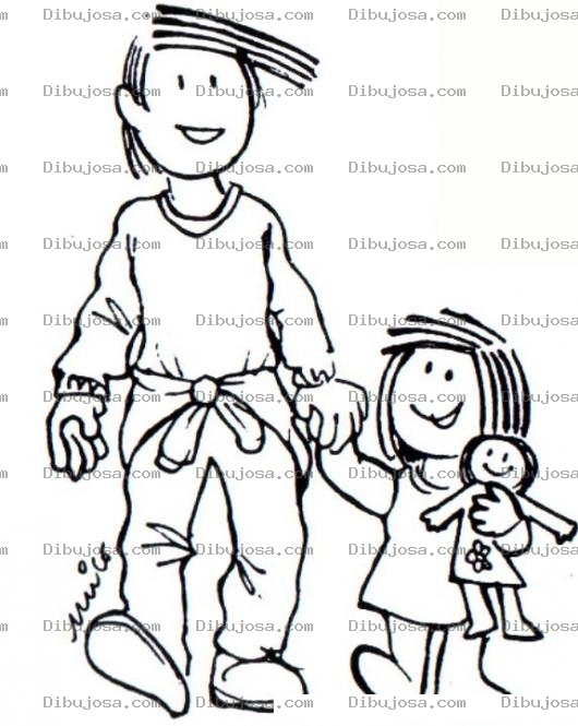 Dibujo para colorear Dibuja De Papa E Hija Para Pintar Y Colorear