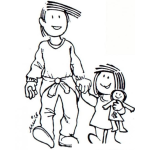Dibujo para colorear Dibuja De Papa E Hija Para Pintar Y Colorear