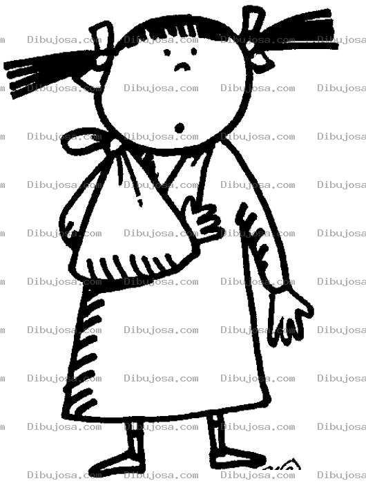 Dibujo para colorear Dibujo De Nina Con Brazo Quebrado Usando Cabestrillo Para Pintar Y Colorear