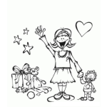 Dibujo para colorear Dibujo De Nina Con Juguetes Y Regalos Para Pintar Y Colorear