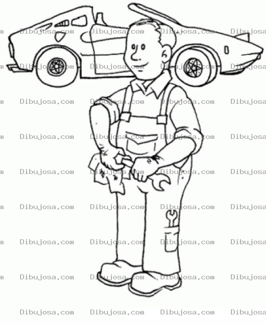 Dibujo para colorear Mecaniuco De Autos Deportivos Para Pintar Y Colorear