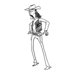 Dibujo para colorear Vaquero Del Oeste Con Pelo Largo Para Pintar Y Colorear