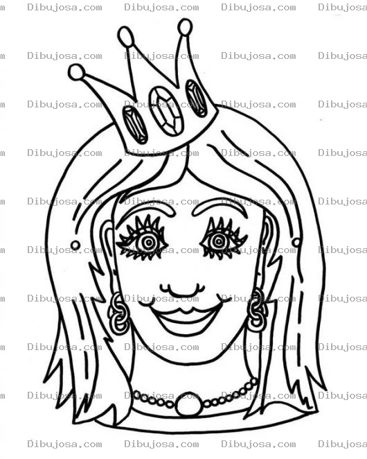 Dibujo para colorear Cara De Princesa Para Pintar Y Colorear Con Cororna De 3 Picos