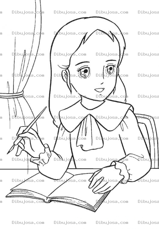 Dibujo para colorear Dibujo De Nina Haciendo Sus Tareas Para Colorear Y Pintar