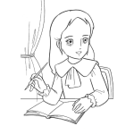 Dibujo para colorear Dibujo De Nina Haciendo Sus Tareas Para Colorear Y Pintar