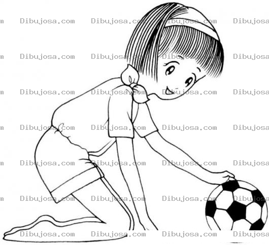 Dibujo para colorear Dibujo De Nina Con Pelota De Futbol Para Pintar Y Colorear