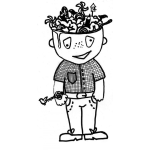 Dibujo para colorear Nino Con Muchas Ideas Para Pintar Y Colorear