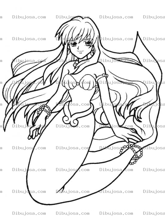 Dibujo para colorear Sirena Bonita Para Pintar Y Colorear