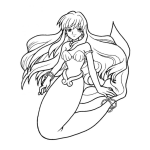 Dibujo para colorear Sirena Bonita Para Pintar Y Colorear