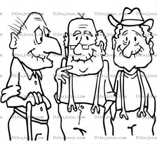 Dibujo para colorear Tres Viejitos Amigos Para Pintar Y Colorear 3 Amigos Viejitos