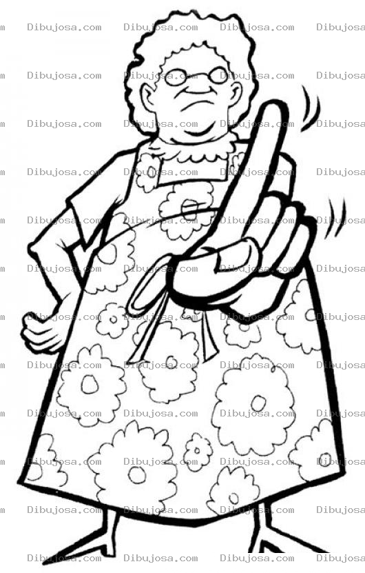 Dibujo para colorear Abuelita Diciendo No Para Colorear Viejita Haciendo Con El Dedo La Senal De Nel Pastel