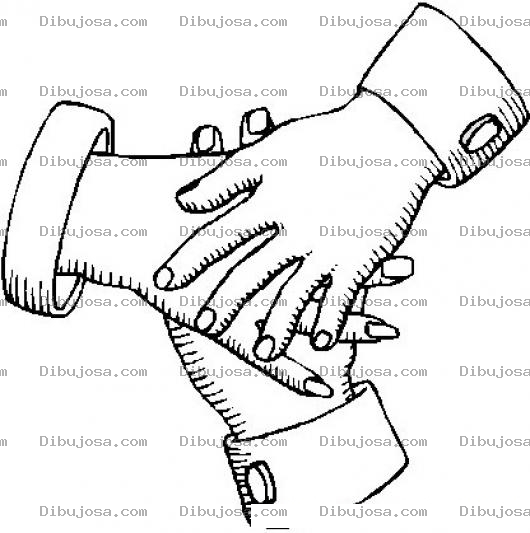 Dibujo para colorear Dibujo De Tres Manos Unidas Para Pintar Y Colorear Manos De 3 Socios