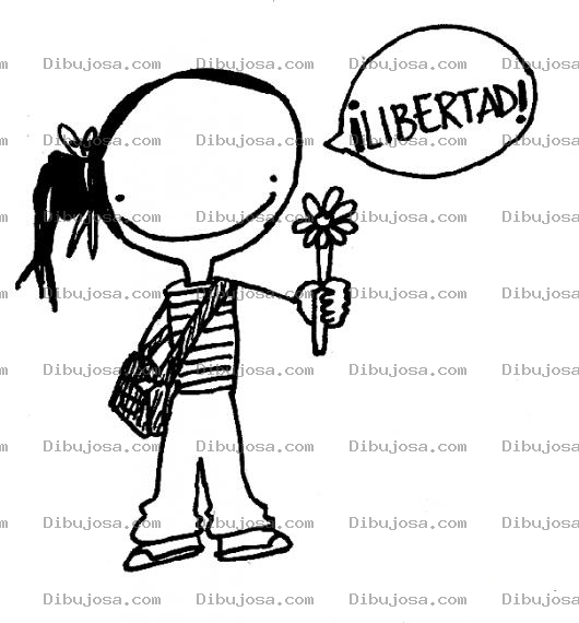Dibujo para colorear Dibujo De Nina Con Flor Diciendo Libertad Par Pintar Y Colorear