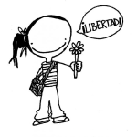 Dibujo para colorear Dibujo De Nina Con Flor Diciendo Libertad Par Pintar Y Colorear