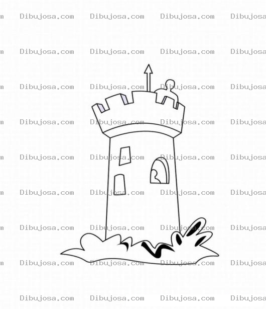 Dibujo para colorear Colorear la torre del castillo