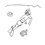 Dibujo para colorear Dibujo De Hombre Sumergido Con Snorkel Bajo El Agua Para Colorear