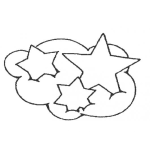 Dibujo para colorear Dibujo De Estrellas Sobre Las Nubes Para Pintar Y Colorear