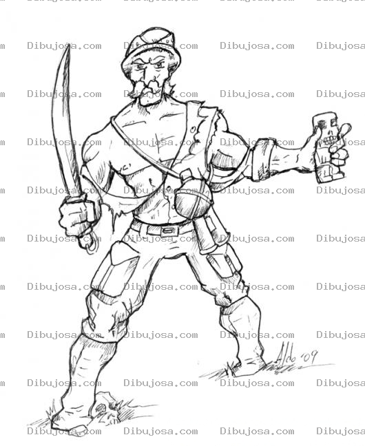 Dibujo para colorear Dibujo De Soldado Con Machete Para Pintar Y Colorear