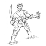 Dibujo para colorear Dibujo De Soldado Con Machete Para Pintar Y Colorear