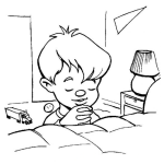 Dibujo para colorear Dibujo De Nino Orando En Su Cuarto Antes De Acostarse Para Pintar Y Colorear Chico Rezando En Su Habitacion