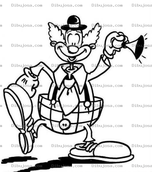 Dibujo para colorear Payaso Con Bocina O Corneta Para Pintar Y Colorear