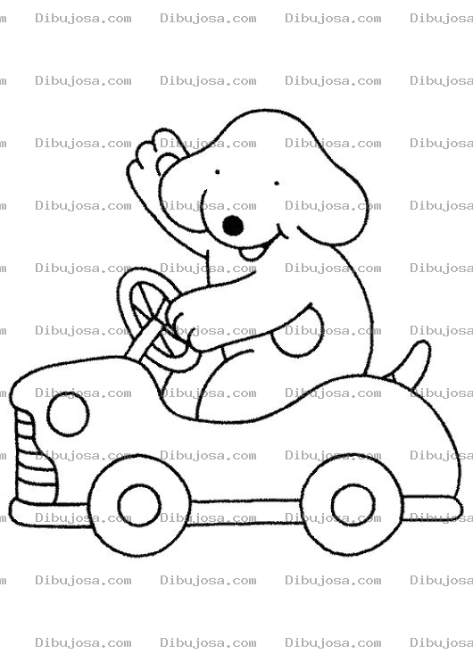 Dibujo para colorear Dibujo De Perro Manejando Carro Para Pintar Y Colorear