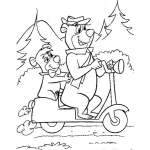Dibujo para colorear Dibujo Del Oso Yogi Con Bubu En Motoneta Para Pintar Y Colorear