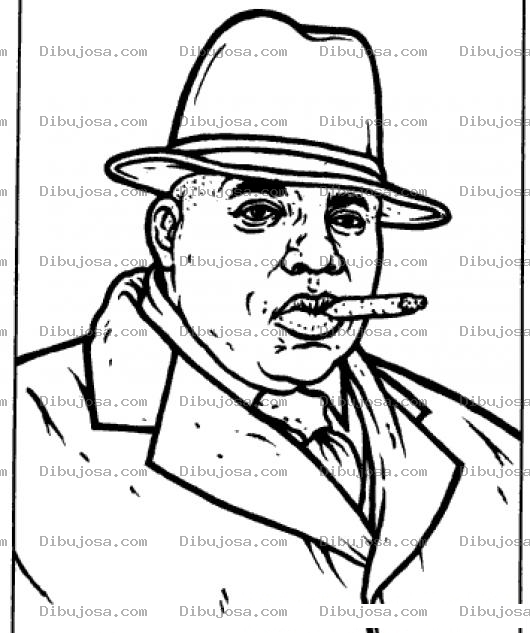 Dibujo para colorear Dibujo De Hombre Fumando Un Puro Para Pintar Y Colorear