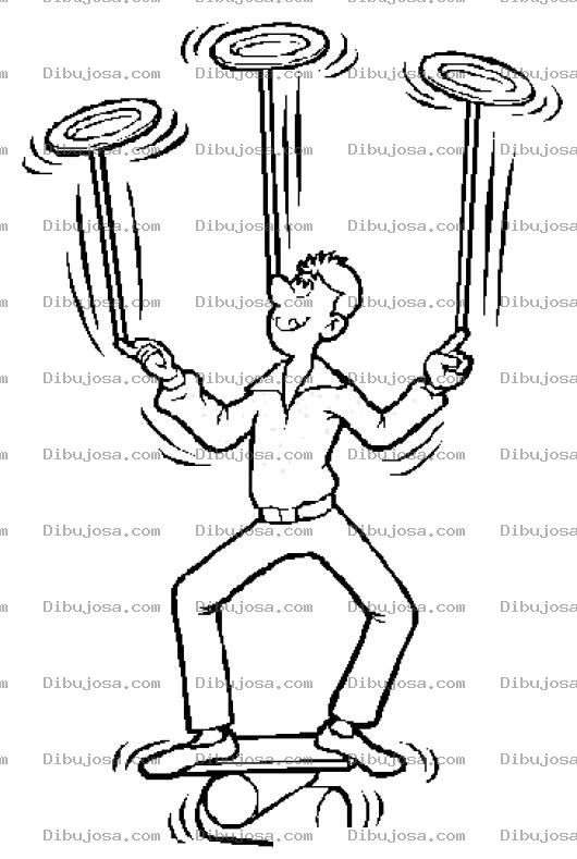 Dibujo para colorear Dibujo De Malavarista Con 3 Discos Chinos De Enrique Y Ana Para Pintar Y Colorear