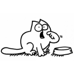 Dibujo para colorear Gato Comiendo En Su Plato Para Pintar Y Colorear