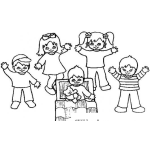 Dibujo para colorear Dibujo De 5 Ninos Para Pintar Y Colorear A Cinco Hermanitos