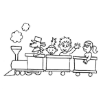 Dibujo para colorear Tren De Ninos Piloteado Por Un Perrito Para Pintar Y Colorear