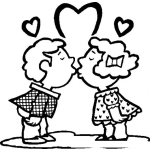 Dibujo para colorear Ninos Besandose En La Boca Para Pintar Y Colorear Beso En La Boca Infantil