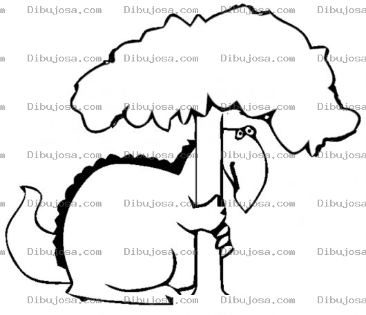 Dibujo para colorear Dinosaurio Escondido En Un Arbol Para Pintar Y Colorear