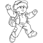 Dibujo para colorear Nino Con Mochila Caminando A La Escuela Para Pintar Y Colorear Chico Camino Al Colegio Con Su Bolson
